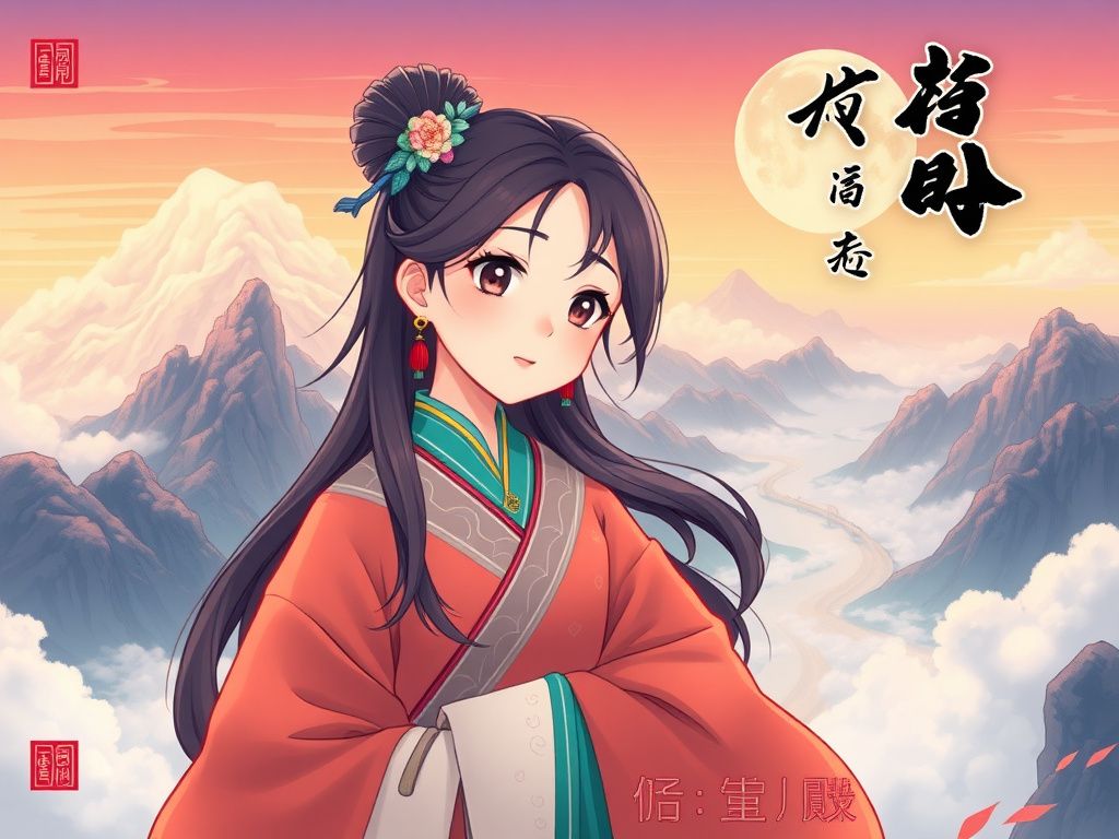 古风少女与山河云海的国漫封面